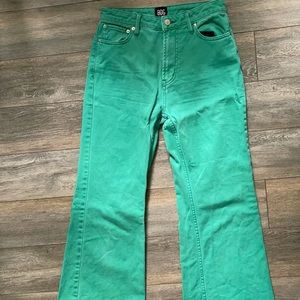 Green wide leg jeans